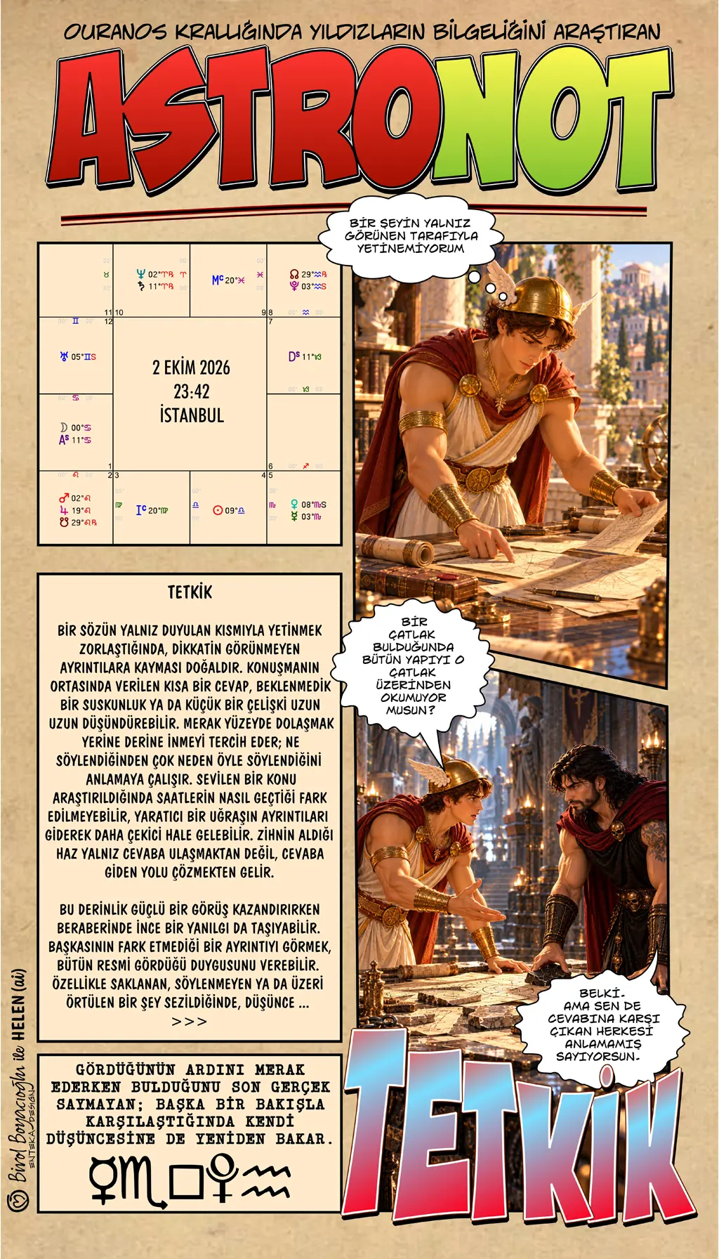 2 Ekim 2026 günlük astroloji – Tetkik teması ve görünenin ardındaki ayrıntıları farklı bakışlarla değerlendirme