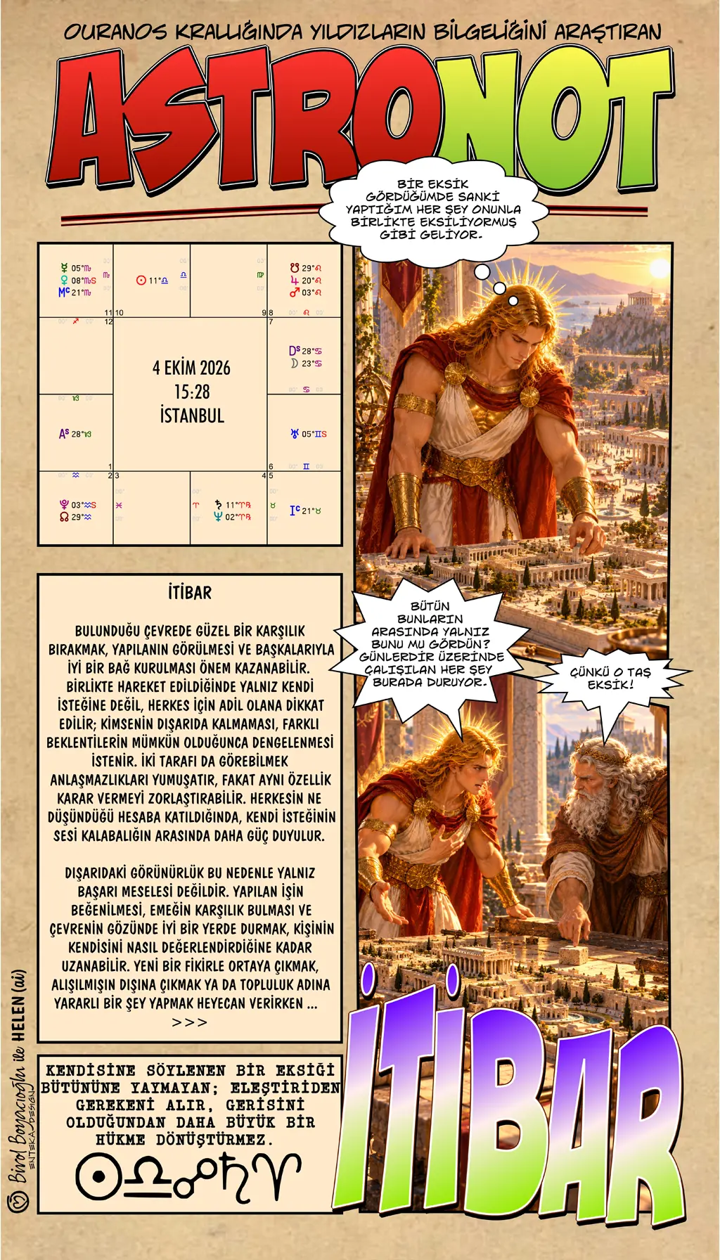 4 Ekim 2026 günlük astroloji – İtibar teması ve eleştiriyi bütününe yaymadan gereken payı ayırabilme