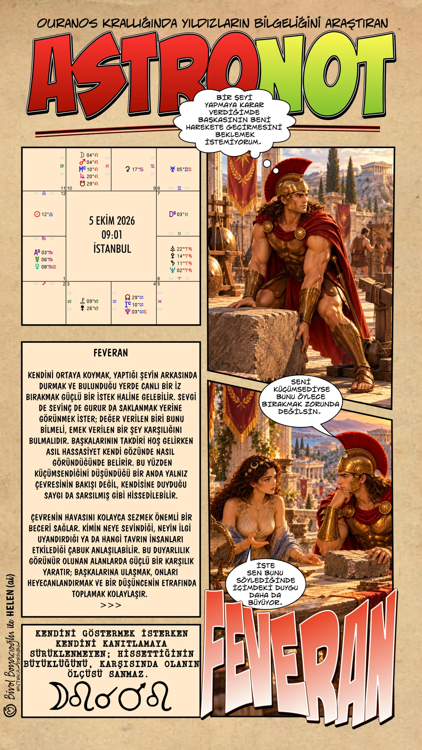5 Ekim 2026 günlük astroloji – Feveran teması ve kendini gösterme isteğini kendini kanıtlama çabasına dönüştürmeme