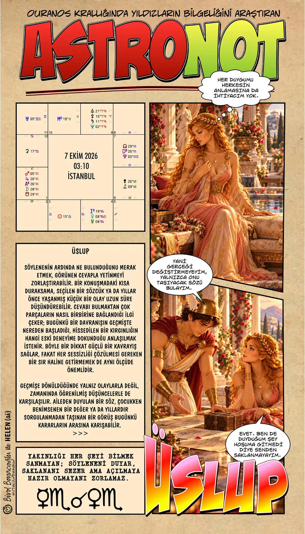 7 Ekim 2026 günlük astroloji – Üslup teması ve yakınlık içinde söyleneni duyarken açılmaya hazır olmayanı zorlamama